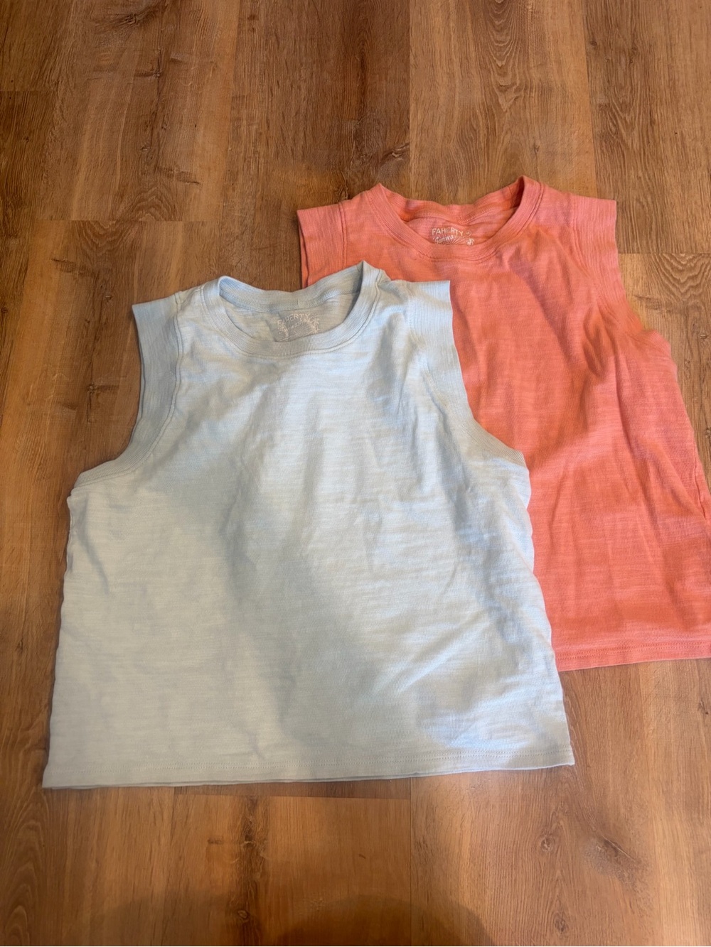 Faherty Sunwashed Slub Muscle Tank set: Light Blue and Coral